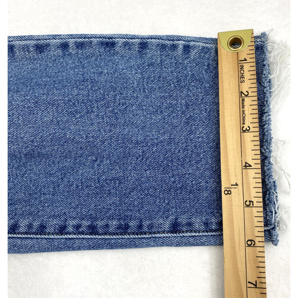 Cello Jeans Juniors Size 11 Destroyed Raw Hem Medium Wash Denim Straight Hi Rise - Picture 10 of 14